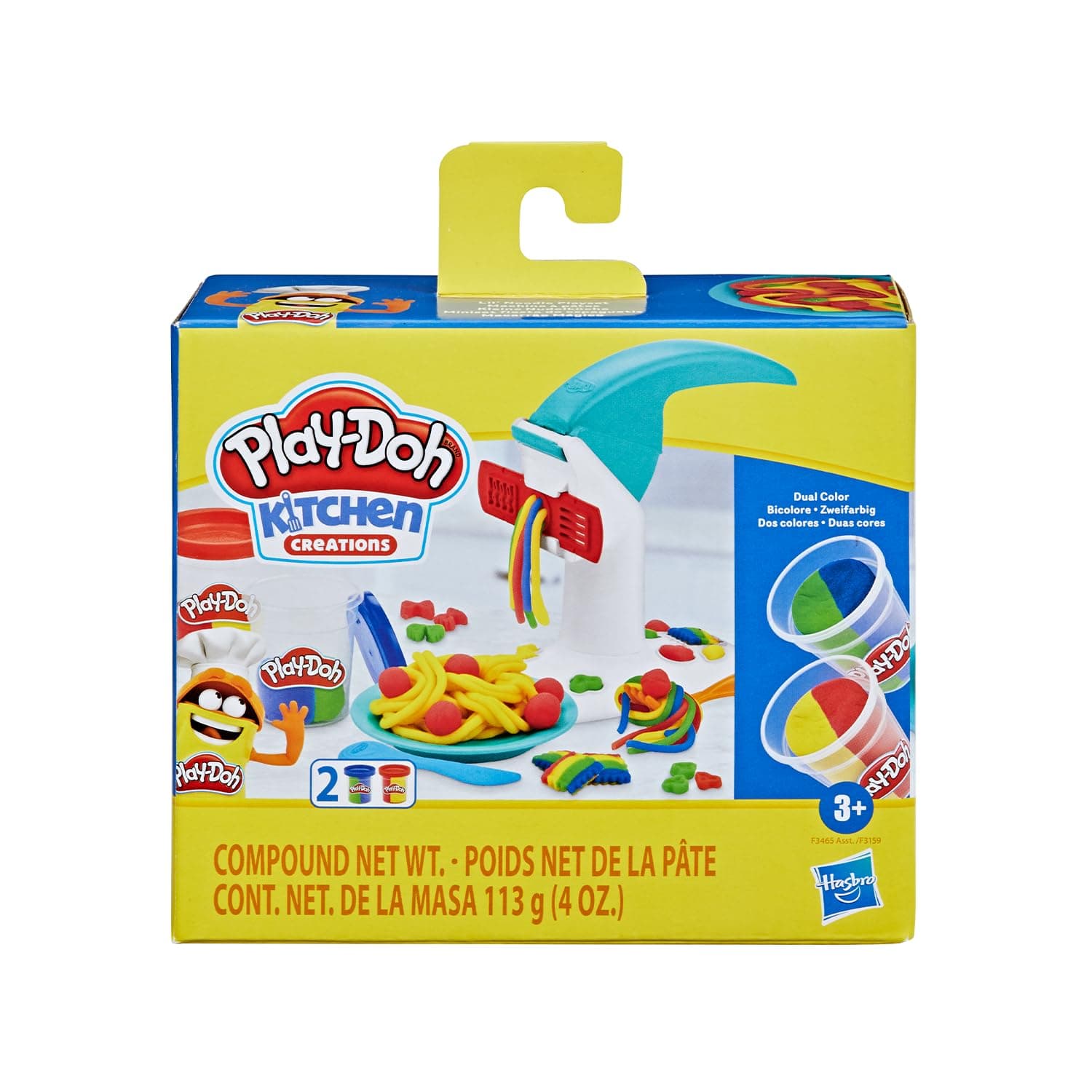 Play-Doh Massinha de Modelar Infantil, Kitchen Creations Macarrão Mágico, conjunto de massinha com acessórios e 2 potes de massa colorida, presente para crianças acima de 3 anos