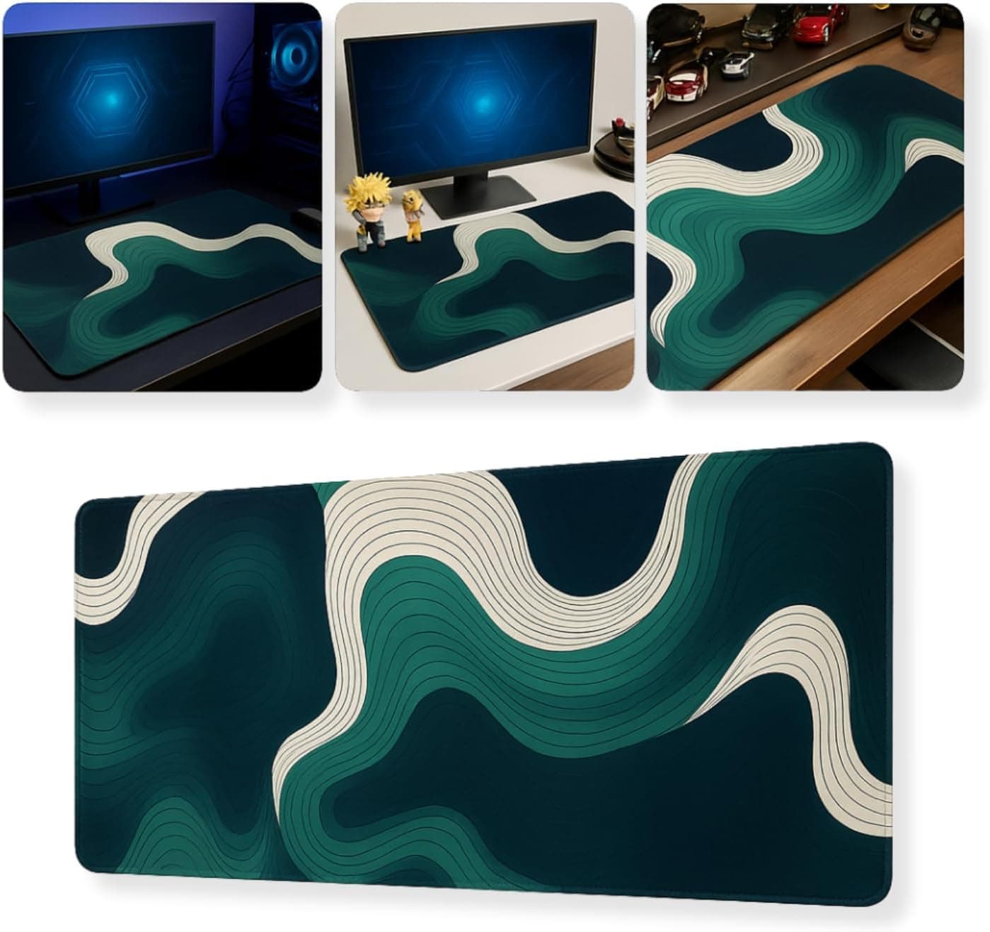 Mouse Pad Gamer Profissional 60x30cm Impermeável Antiderrapante Bordas Costuradas Premium Setup Gamer (Verde)