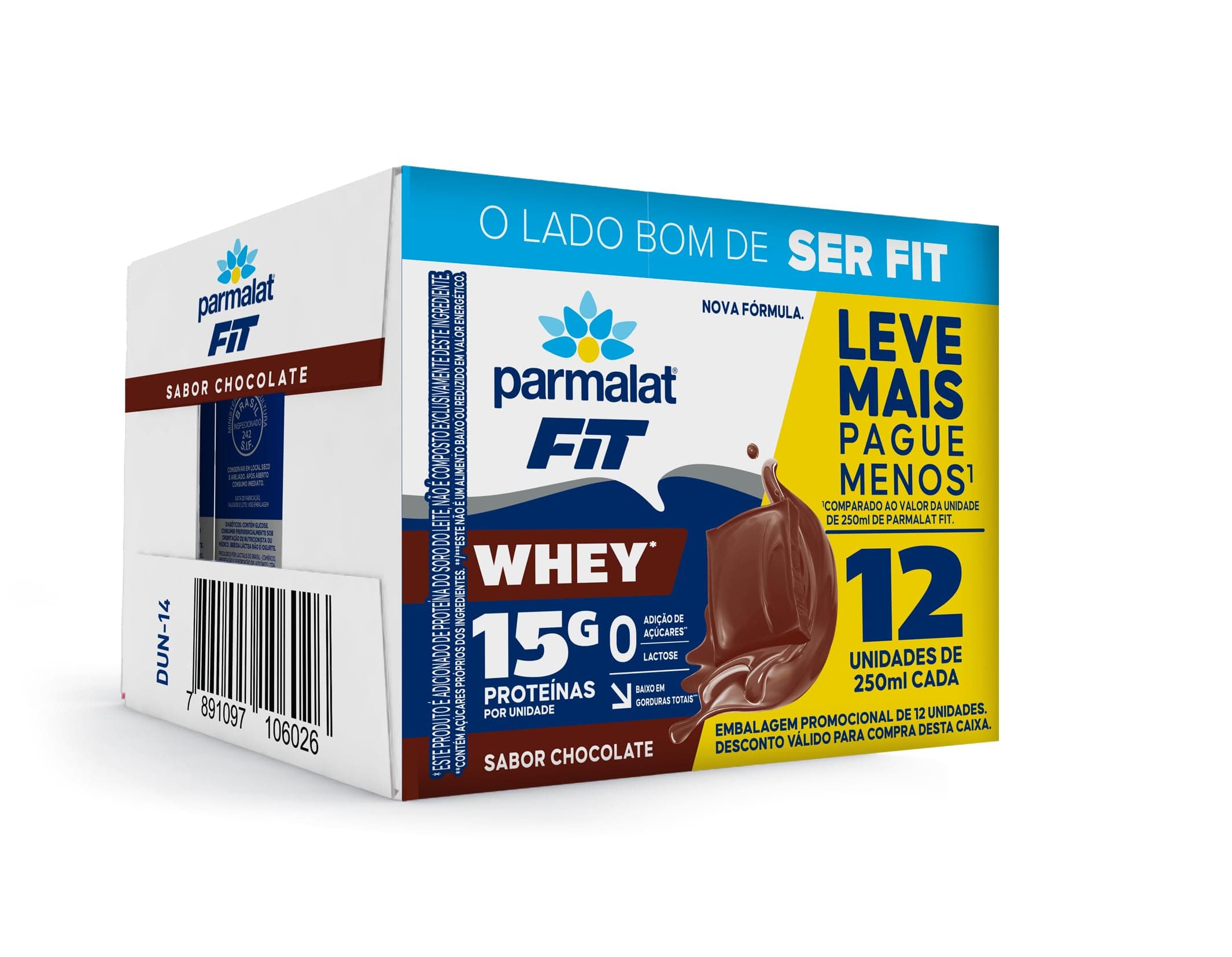 Parmalat Fit Bebida Proteica Chocolate 15g de Proteína 250mL – 12 Unidades