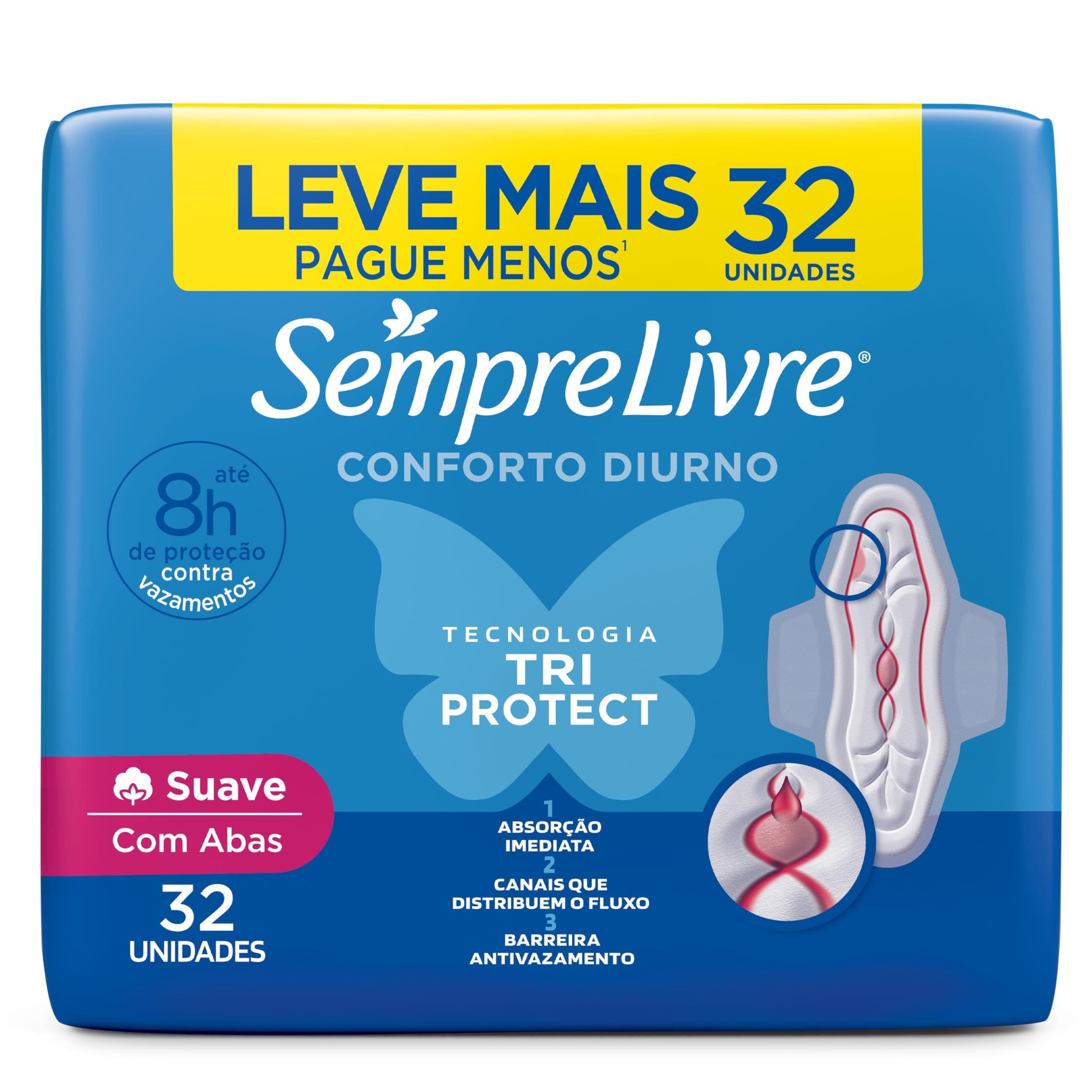 Sempre Livre Absorvente Externo Adapt Plus Com Abas 32 Unidades