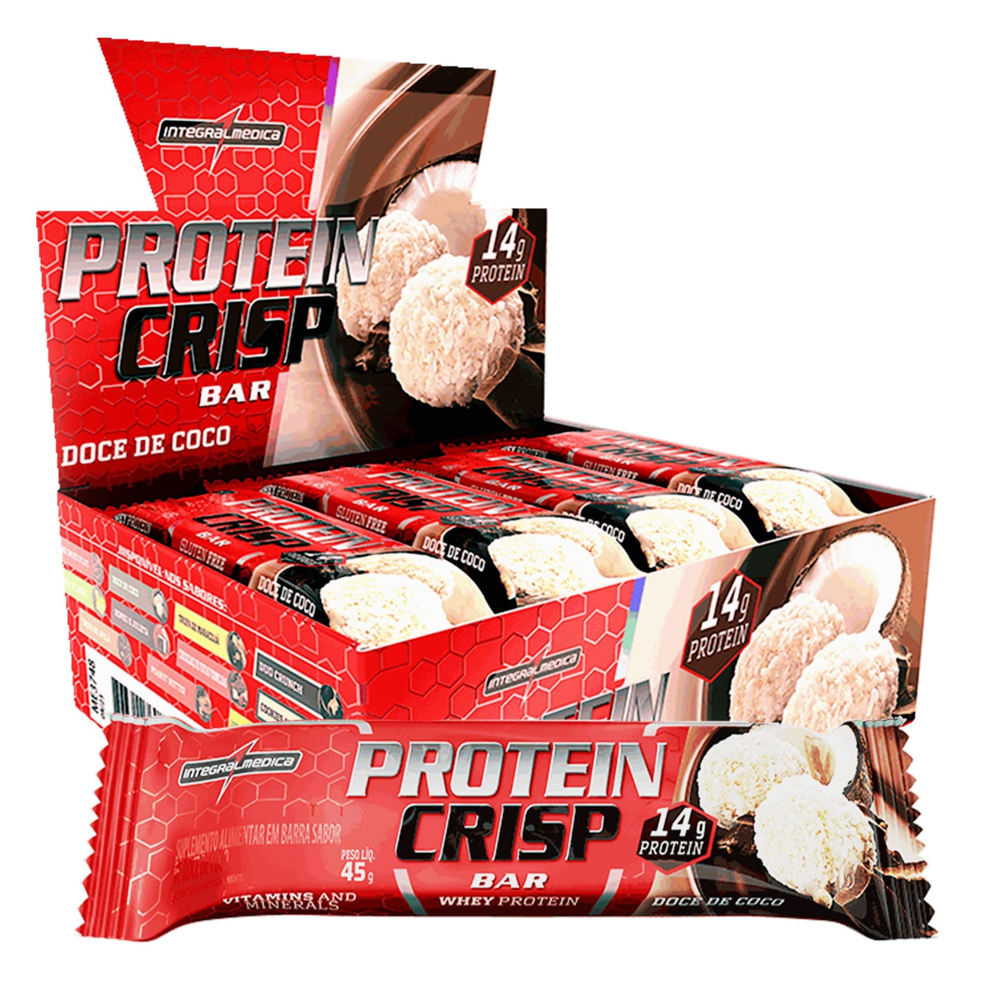 Integralmédica - Barra de Proteína Whey Protein Crisp Bar Doce de Coco - Snack Proteíco - Pré e Pós-Treino - Display com 12 Unidades