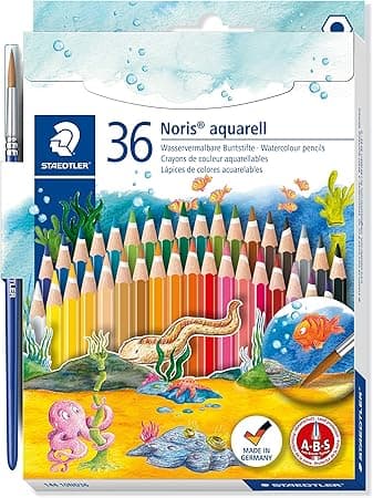 Lápis de Cor Aquarelável, Staedtler, Noris, 36 Cores + 1 Pincel