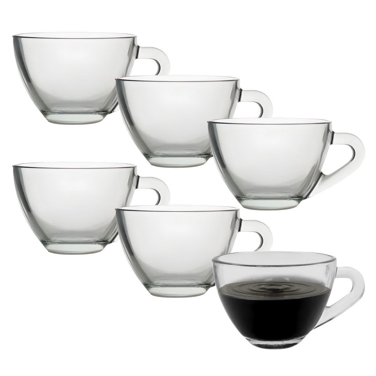 Kit 4 Xicara Caneca Copo De Vidro Transparente Café Chá Cappuccino Alça 90ml