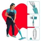 Mop Spray Rodo Mágico Esfregão Limpeza com Tanque de Água Premium Limpo e Seco Prático para Piso Casa Escritório Cozinha Azulejo