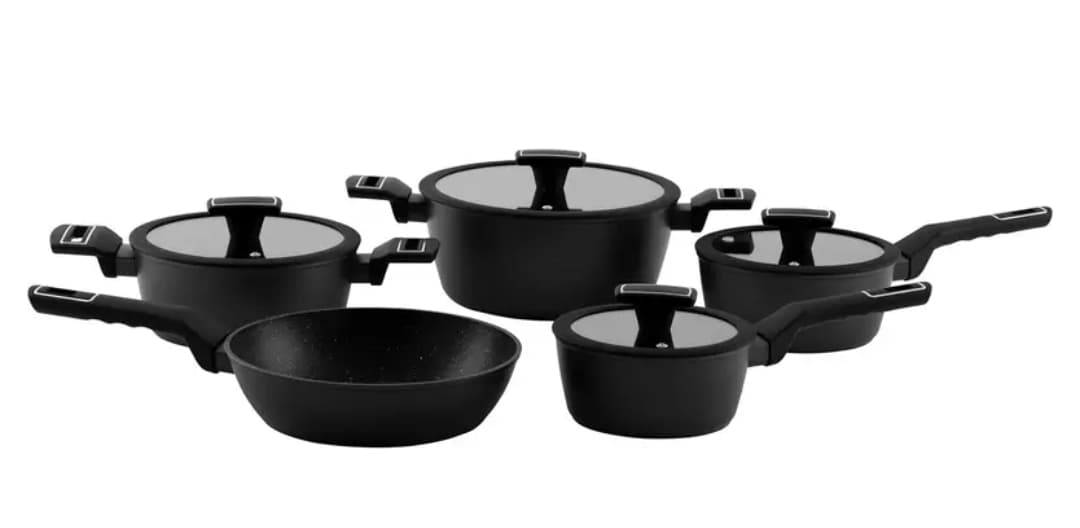 Jogo de Panelas Brinox Revestimento Cerâmico Preto 5 Peças Carbon Ceramic Life