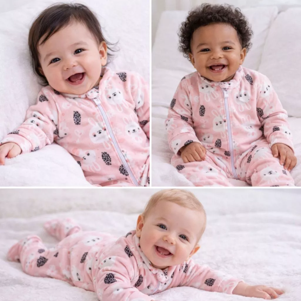 Macacão Para Bebê Soft Tip Top Plush Menino Menina em Com Zíper Frontal Confortável Inverno RN ao 1