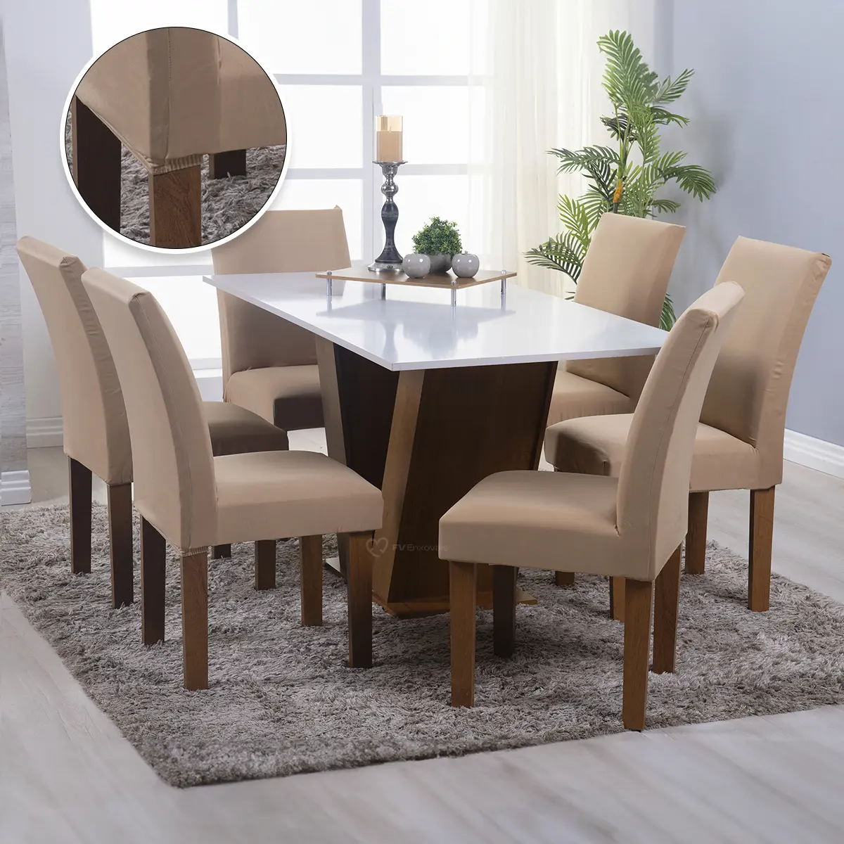 Kit 6 Capa Cadeira Jantar Malha Spandex Lisa E Estampada