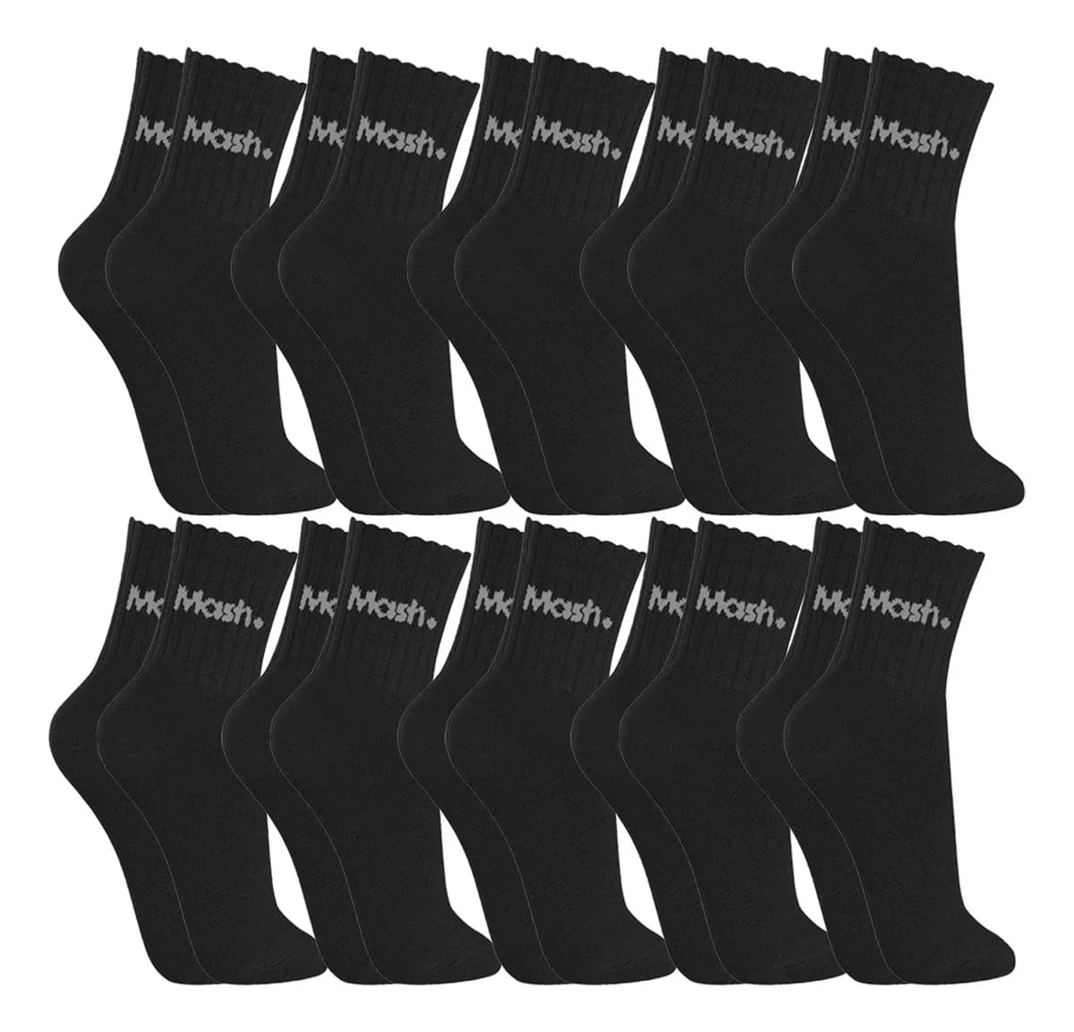 Kit Com 10 Pares De Meias Algodão Cano Curto Mash