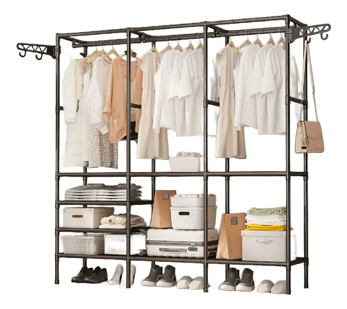 Organizador Roupa Aberto Closet 3 Colunas Desmontável Arara