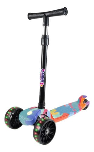 Patinete Infantil 3 Rodas Dobrável Com Led Conect Brinq BV0011 Brinquedo para Crianças Estável, Seguro E Divertido Colorido
