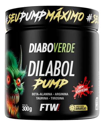 Dilabol Pump Pré Treino Pote 300g Sabor Frutas Amarelas Diabo Verde - FTW
