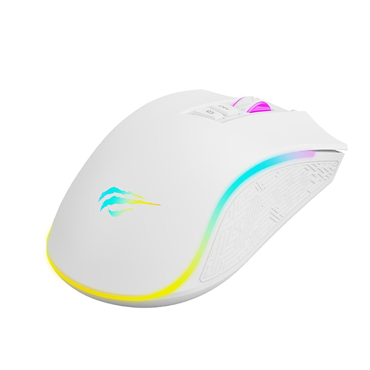 Mouse Gamer Havit MS1034 White, USB, RGB, 7 Botões, Programação de Macros, Design Ergonômico, Até 8000 DPI, Branco