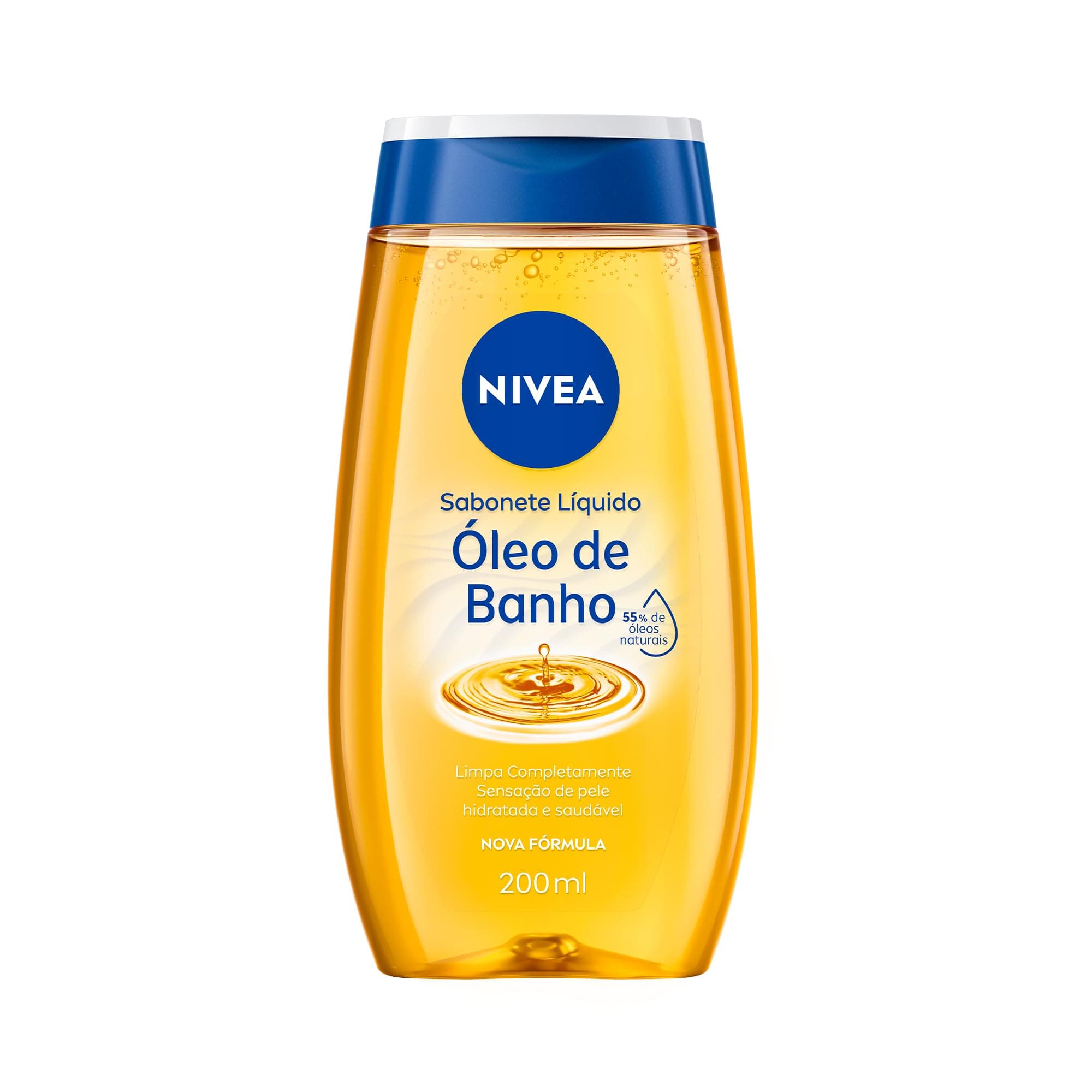 NIVEA Sabonete Líquido Óleo de Banho 200ml, Limpeza Corporal, Pele Macia, 55% Óleos Naturais, Sensação Hidratante