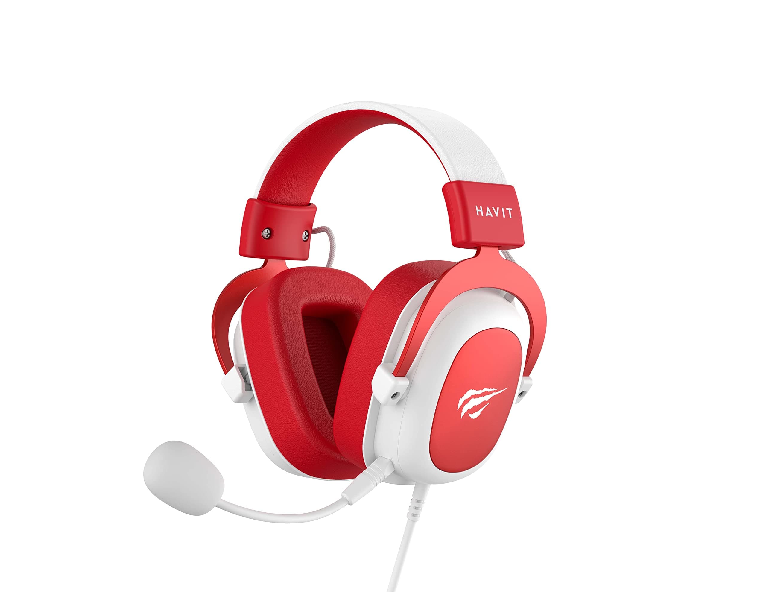 Havit Headphone Fone de Ouvido H2002d Red, Gamer, com Microfone, Falante 53mm, Plug 3, 5mm: compatível com XBOX ONE e PS4, HV-H2002d Cor Vermelho e Branco
