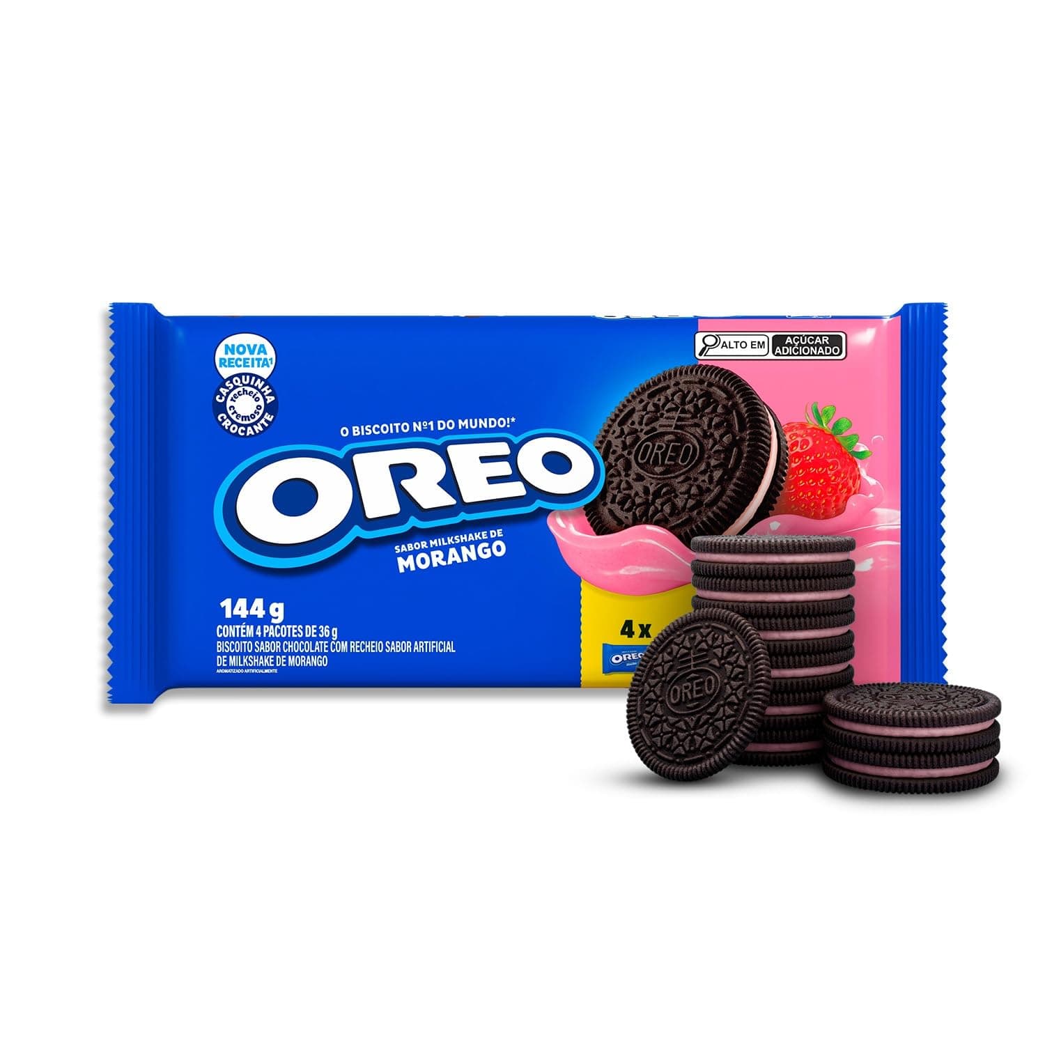 Oreo Biscoito Recheado Milkshake De Morango Multipack 144G