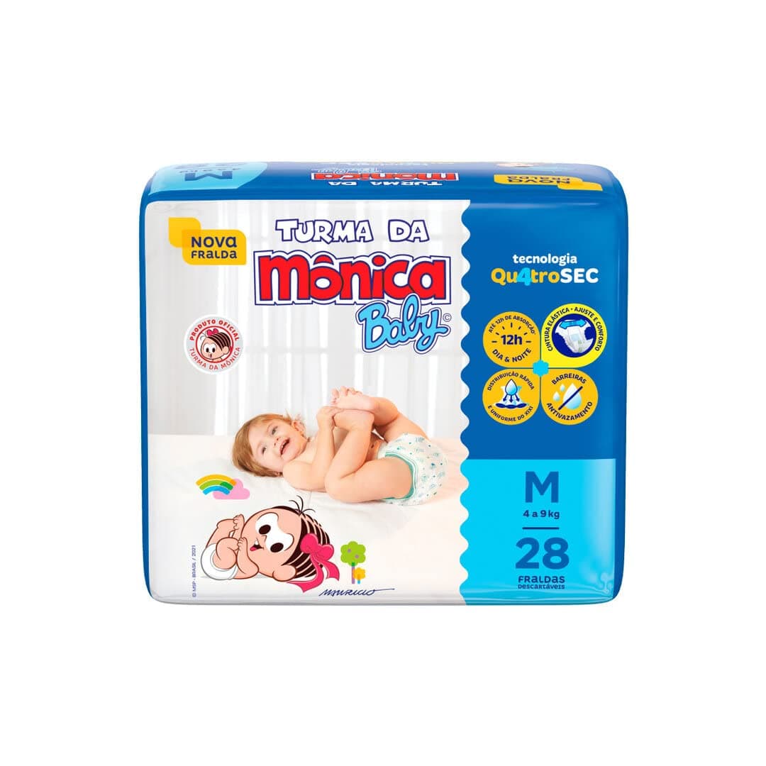 Fralda Turma da Mônica Baby Jumbo M 28 Unidades