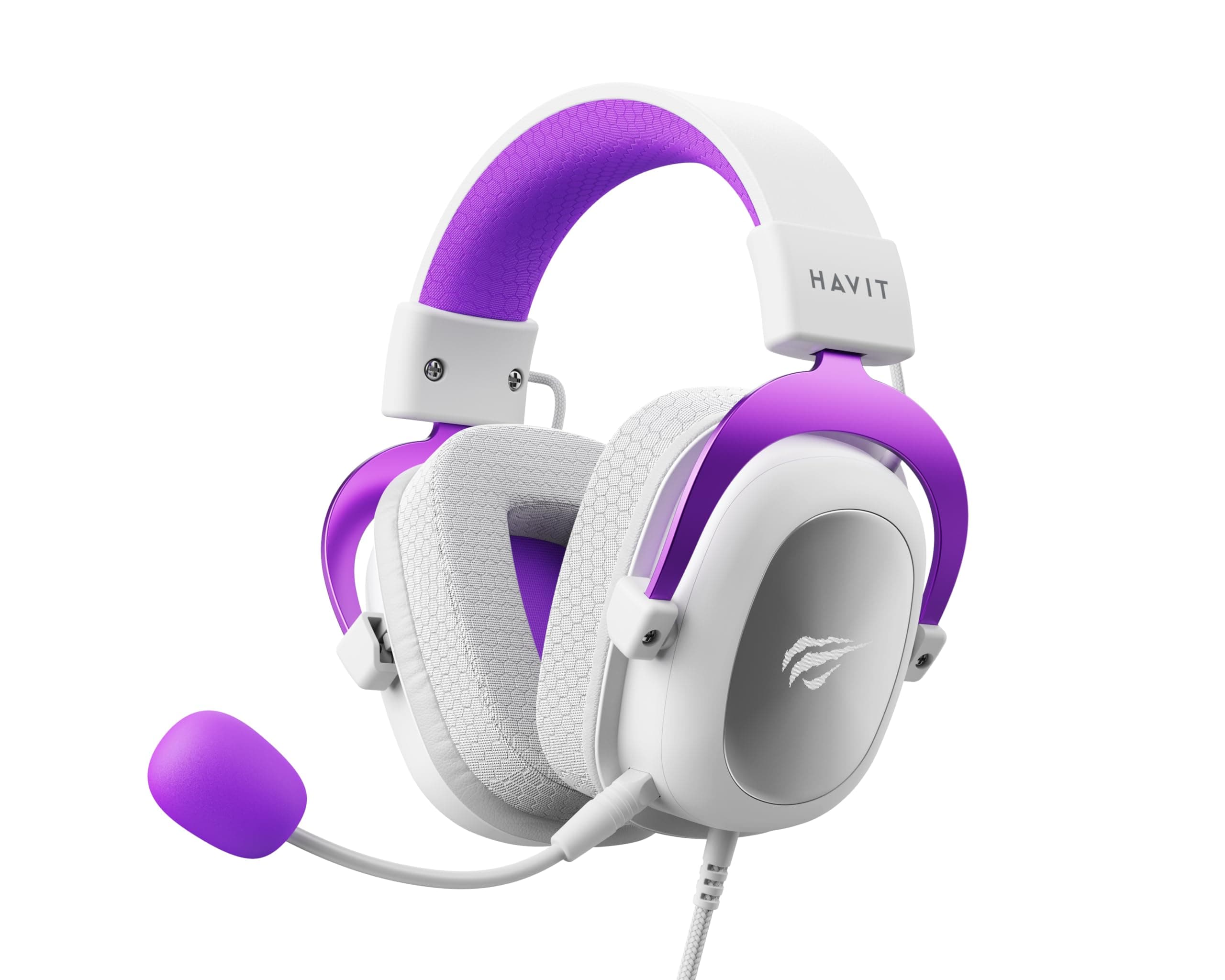 Havit Headphone Fone de Ouvido H2002d Purple, Gamer, com Microfone, Falante 53mm, Plug 3, 5mm: compatível com XBOX ONE e PS4, HAVIT, HV-H2002d Cor Roxo e Branco