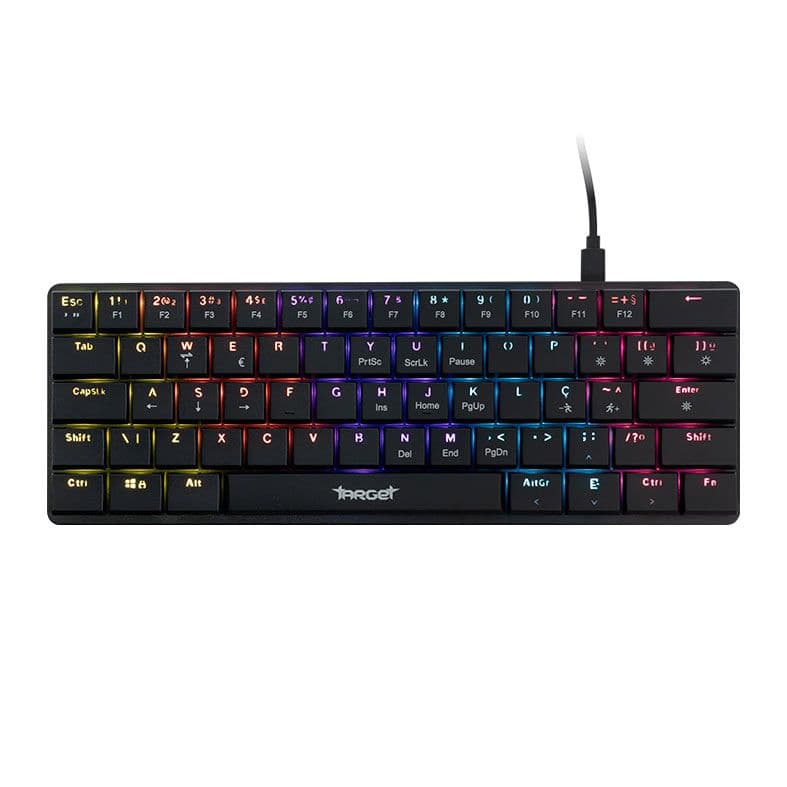 Teclado Mecanico TGT Sherman LP60, Rainbow, ABNT2, Switch Azul, Preto, TGT-SHLOW-RBW01